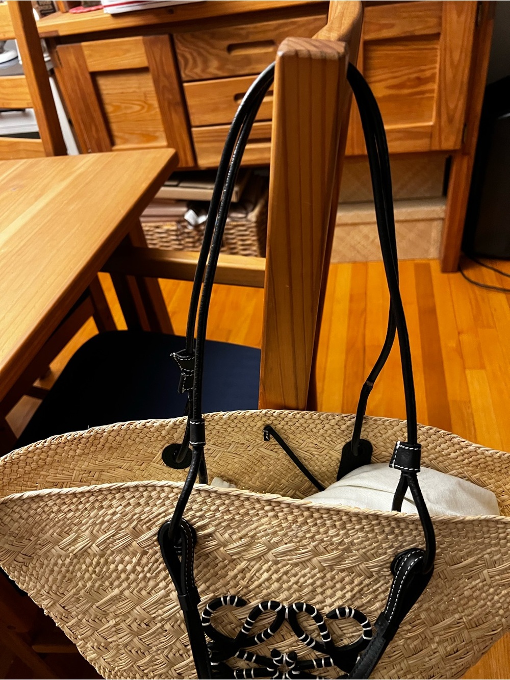 Loewe medium Anagram palm and black leather basket Tote Bag with COA - Picture 3 of 13